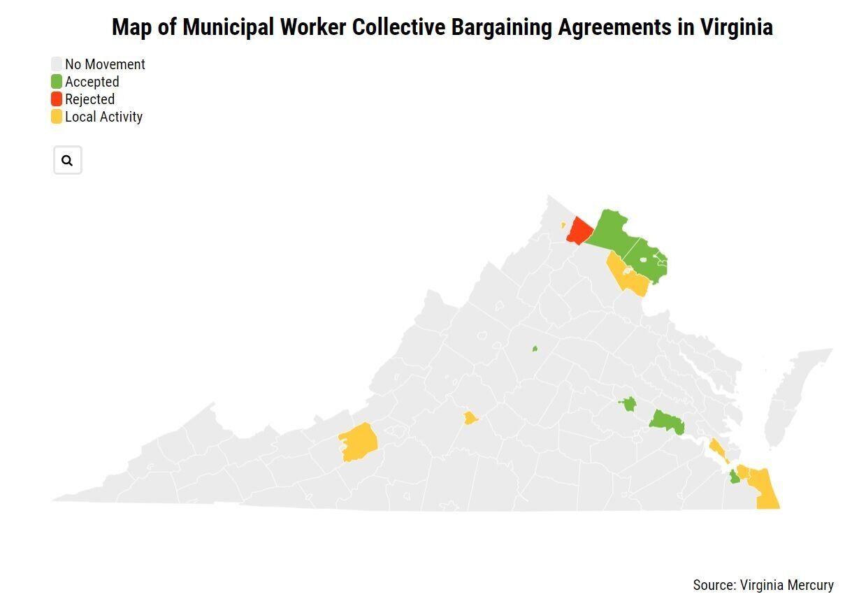 Municipal worker collective bargaining map